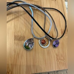Set of Three Unique Pendant Necklaces, 21”